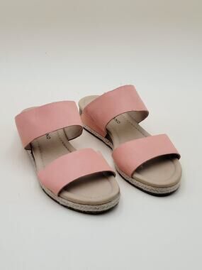 Lucky Brand Wyntor Pink Leather Espadrille Wedge Slide Sandal Womens 6.5 EU 37